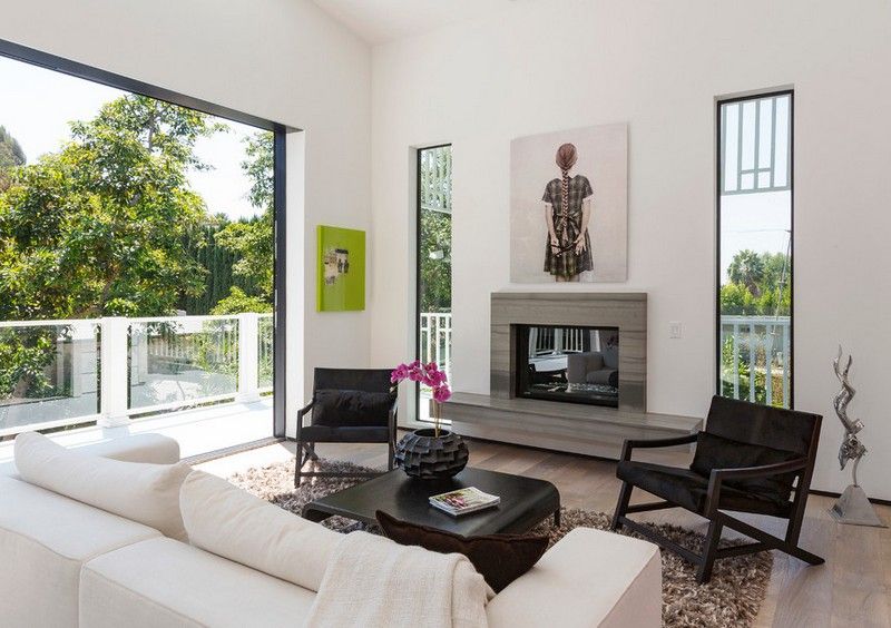 Kaminzimmer im modernen Stil einrichten - Steinwandfliesen Kaminzimmer-einrichten-modern-Wohnung-gestalten-Ideen