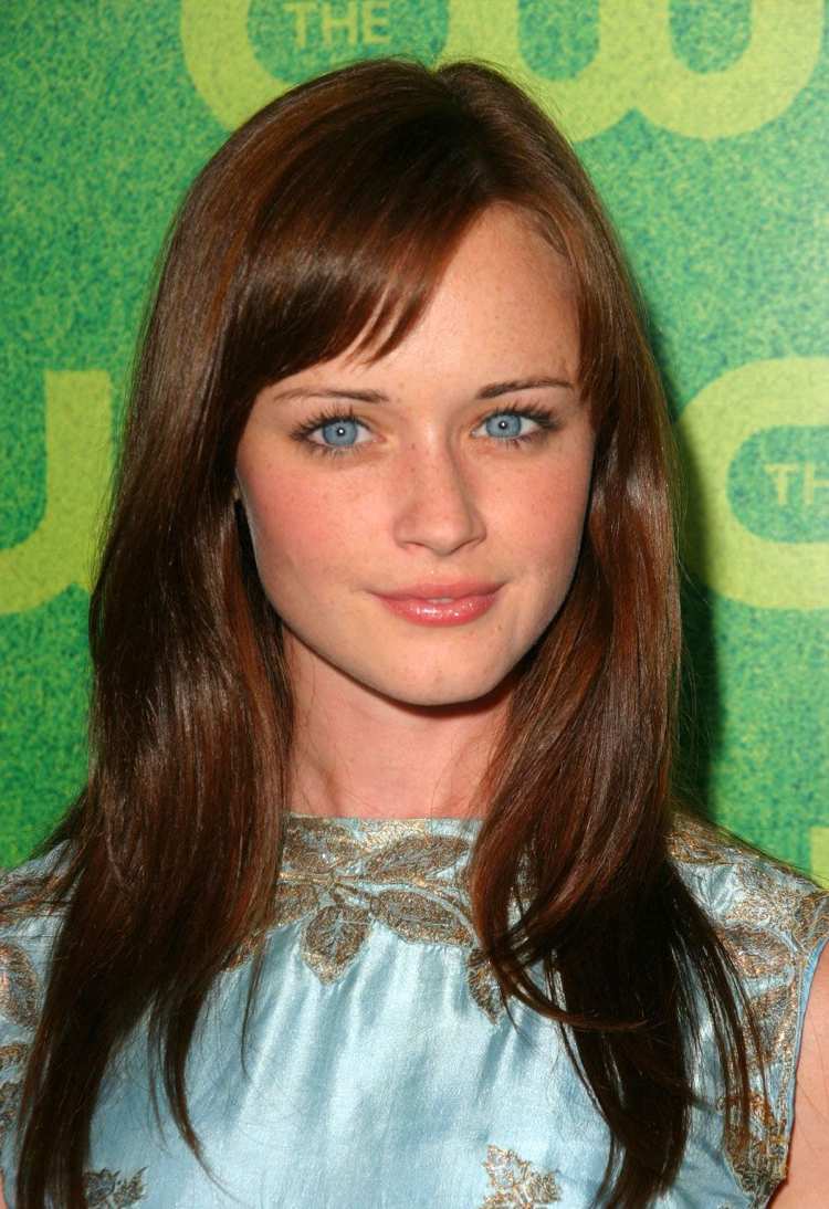kastanie haarfarbe alexis bledel rot streifen lange glatte haare